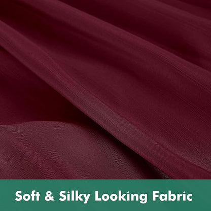 Biscaynebay Wrap Around Bed Skirts with Split Corners for Queen Beds 14" Drop, Burgundy Elastic Dust Ruffles Adjustable Easy Fit Wrinkle & Fade Resistant Silky Luxurious Fabric Machine Washable