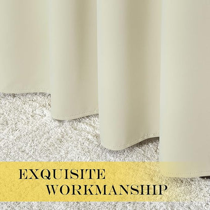 NICETOWN Blackout Living Room Curtain 90 inches Long - Thermal Insulated Grommet Room Darkening Window Treatment Sound Dampening Drape for Bedroom (Beige, W52 x L90, 1 Panel)