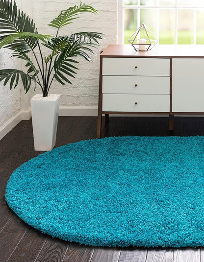 Unique Loom Solid Shag Collection Area Rug (3' 3" x 5' 3" Oval, Turquoise)