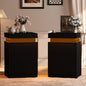 Nightstand Set of 2 for Bedroom, LED Nightstand with 3 Drawers and Charging Station, Mid Century Modern Fluted Nightstands, Bedside Tables & End Tables, Black