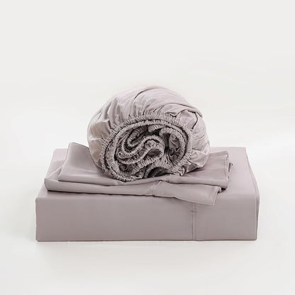 Linen World King Size 400TC Cooling Bed Sheet Set - 100% Organically Grown Viscose Sheets, Silky Soft & Breathable, Deep Pocket Fits Up to 16", 4-Piece Sheets with Pillowcases, Mauve