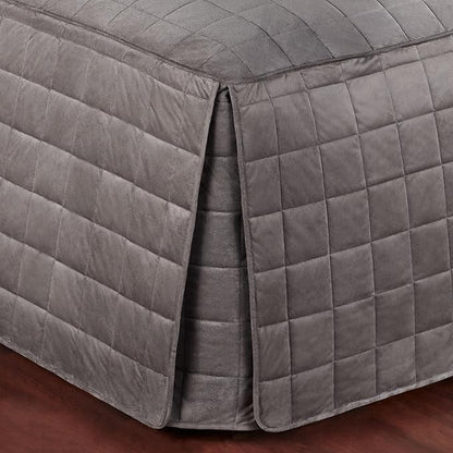 Touch of Class Camden Luxury Bedding | Neutral Charcoal Gray Color | Grande Fitted Bedspread | Faux Suede Box Quilted Design | Designed 3 Piece Set Includes King Bedspread and 2 King Shams