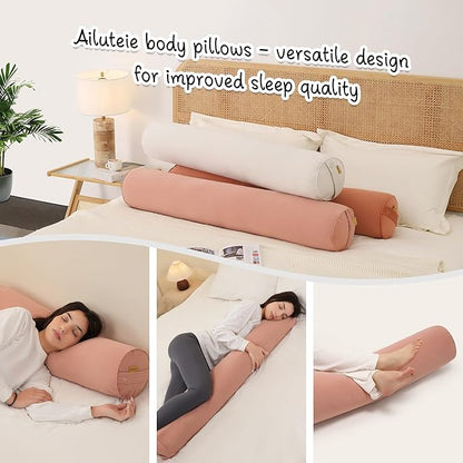 Body Pillow for Adults – Long Bolster Pillow for Bed, Round Cuddle Pillow, Full Support for Side Sleepers,47.24 x 7.87 Inches,Blush Pink