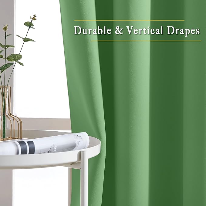 NICETOWN Blackout Curtains for Boys Room - Thermal Insulated Solid Grommet Room Darkening Curtains/Panels/Drape for Bedroom (Forest Green, 1 Pair, 46 by 72-Inch)
