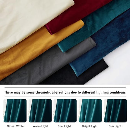 RYB Home Teal Velvet Curtains 84 inch Length - Super Soft Durable Window Drapes Plush Velvet Room Darkening Backdrop for Nursery Playroom Bedroom, Peacock Blue, W52 x L84 inches, 2 Panels