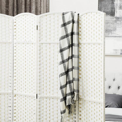 HOMCOM Room Divider, 8 Panel Folding Privacy Screen, 5.6' Tall Freestanding Wall Partition for Home Office, Bedroom, White