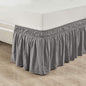 Lush Decor Ruched Ruffle Elastic Easy Wrap Around Bed Skirt Single Queen/King/Cal King Dark Gray - Queen Bed Skirt - Dust Ruffle - Gray Bedskirts