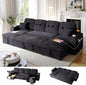 117" Sleeper Sofa Bed, U-Shaped Sofa with Dual Reversible Storage Chaise | Adjustable Backrest | Wide Armrest, Sectional Couches for Living Room, 4 in 1 Pull Out Couch Bed, Navy Blue Chenille
