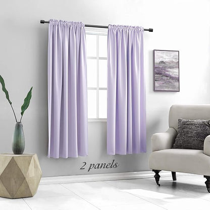 DONREN Lavender Purple Blackout Curtains for Bedroom - Thermal Insulated Rod Pocket Curtains for Living Room (52 x 72 Inch Length,1 Pair)