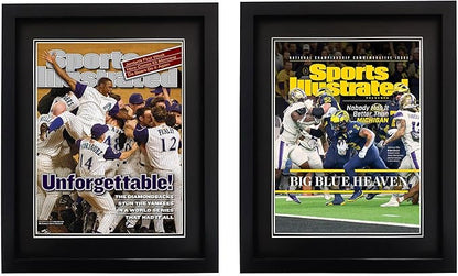 Goldfinch 2 Packs Sports Magazine Frame Displays Magazines Measuring 8.5 x 11.25 or 8.25 x 11 inches with Double Black Core Matting, Deep Frame Moulding, with Installed Hangers