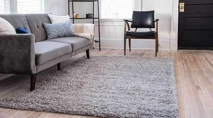 Unique Loom Solid Shag Collection Area Rug (3' 3" x 5' 3" Rectangle, Cloud Gray)