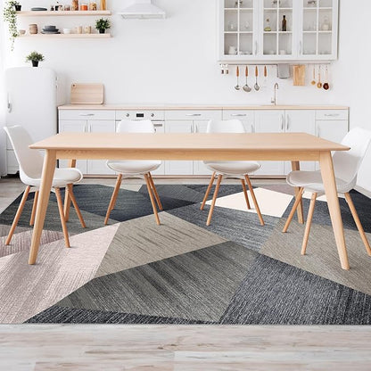 HOMFINE Washable Modern Area Rug - Geometric Style 10x14 Rugs for Living Room, Bedroom, Machine Washable Rug Soft Non Slip Non Shedding Area Rug - Green, 10'x14'