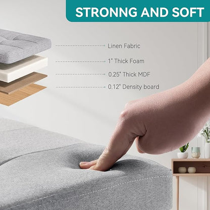 BRIAN & DANY Small Ottoman with Storage, Small Storage Ottoman, Folding Foot Stool with Wood Legs for Living Room and Bedroom Linen Rest Seat, 12.6"x12.6"x12.8" - Light Gray