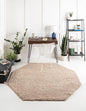 Unique Loom Solid Shag Collection Area Rug (7' 10" Octagon, Taupe)