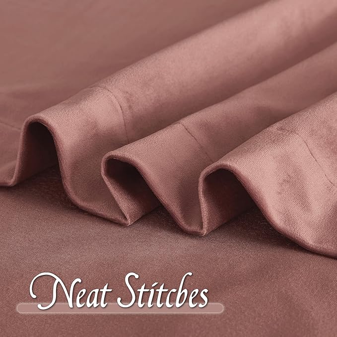 RYB Home Wild Rose Pink Velvet Curtains for Bedroom - Luxury Privacy Blackout Energy Efficient Window Treatment for Home Office Closet Cover, W42 x L84 inches, Wild Rose, 2 Pieces