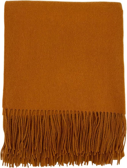 Alashan Cashmere Blend Ripple Finish Woven Throw (Golden Scotch)