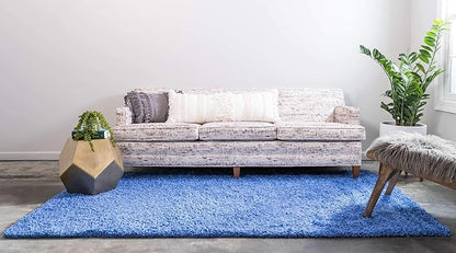 Unique Loom Solid Shag Collection Area Rug (8' x 10' Rectangle, Periwinkle Blue)