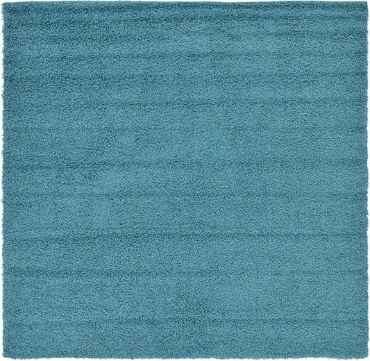 Unique Loom Solid Shag Collection Area Rug (8' Square, Deep Aqua Blue)
