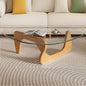 Glass Coffee Table, Mid Century Modern Coffee Table, Coffee Table for Living Room Center Table Suitable for Bedroom Living Room Reception Office Tables (Wood/Transparent, Large)