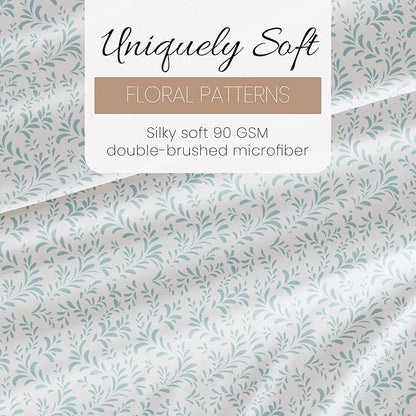 Linen Market 4 Piece King Sheet Set - Breathable, Double-Brushed Patterned Cooling Sheets – Oeko-TEX Certified Ultra Soft & Wrinkle-Free 16" Deep-Pocket King Sheets - Easy Care Burst of Vines Blue