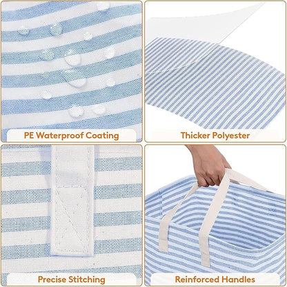 Lifewit 3 Pack Laundry Hamper Large Collapsible Laundry Baskets, Freestanding Waterproof Clothes Hamper with Easy Carry Handles in Laundry Room Bedroom Bathroom College Dorm for Adults, Blue, 3 x 80L