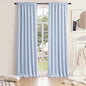 DONREN 108 inch Extra Length Curtains for Bedroom - Rod Pocket Smooth Tactility Room Darkening Window Panels for Patio (52 W x 108 L,Light Blue,2 Pieces)