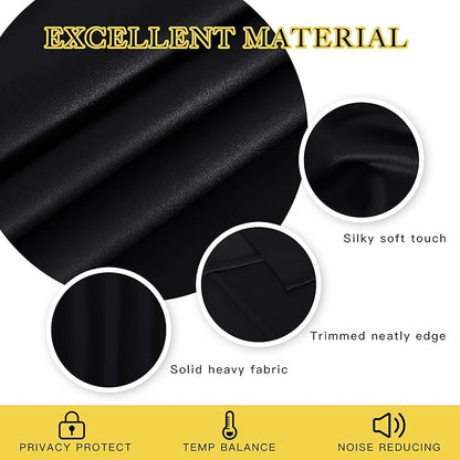 NICETOWN Blackout Curtain Panel 90" Long for Living Room - Light Reducing Thermal Insulated Solid Grommet Blackout Curtain Window Curtain Drape for Hall/Villa (1 Panel, W66 x L90, Black)