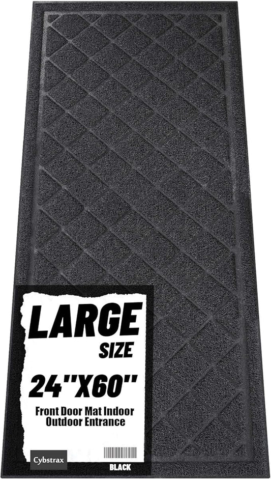 Front Door Mat Indoor Outdoor Entrance, 24" x 60" All-Season Heavy Duty Waterproof Doormat, Non-Slip Absorbent Entryway Mat, Easy to Clean, Low Profile Commercial Floor Mat for Indoor Outdoor