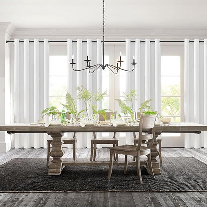 ChrisDowa 100% Blackout Pure White Solid Curtains 45 Inches Long 2 Panels for Bedroom Living Room,Farmhouse Room Darkening Thermal Insulated Soundproof Grommet Top Window Treatment Drapes,52x45