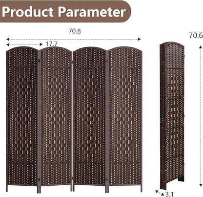 FDW Room Divider 6FT Wooden Screen Folding Privacy Screens Portable Wall Dividers for Home Office Bedroom, Dark Brown