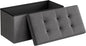 SONGMICS MAZIE Collection - 30 Inches Folding Storage Ottoman Bench, Ottoman Foot Rest, End of Bed Bench, Storage Chest, Load 660 lb, for Living Room, Bedroom, Entryway, Dark Gray ULSF47K