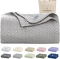 Cloud Scape Linen 100% Cotton Blanket Twin 68x92 Charcoal Grey - Cozy Herringbone Weave, Fits Up to Twin XL Size Beds, Breathable Softness, All-Season Warmth, Winter Blanket, Bedding Gift Choice