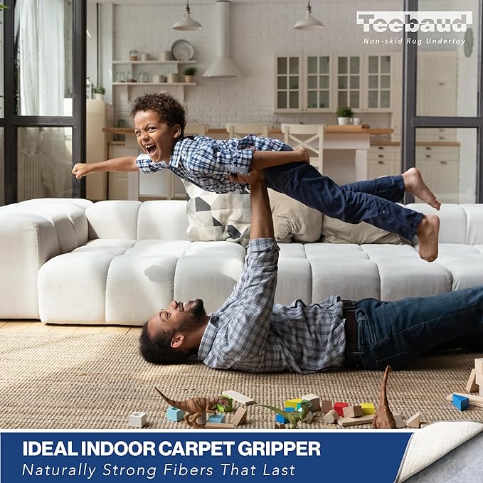 2'6 x 8' Non-Slip Rug Pad, Reversible Gripper, Non Skid Pads for Hardwood, Vinyl, Tile, Laminate Floors, Keep Area Rugs Secure, Natural Materials Safe for Indoor Flooring, ¼” Thick