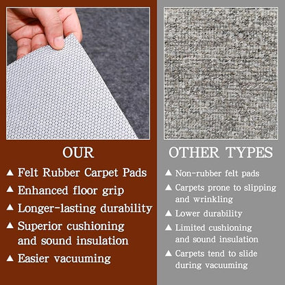Rug Pad Waterproof Non-Slip 8x10 ft, 1/8" Thick Felt Cushion Pad for Area Rugs – Protects Hardwood, Tile & Laminate Floors – Keeps Rugs Flat & Secure