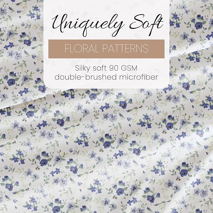Linen Market 3 Piece Twin Sheets (Light Blue Floral) - Sleep Better Than Ever with These Ultra-Soft & Cooling Bed Sheets for Your Twin Size Bed - Deep Pocket Fits 16" Mattress