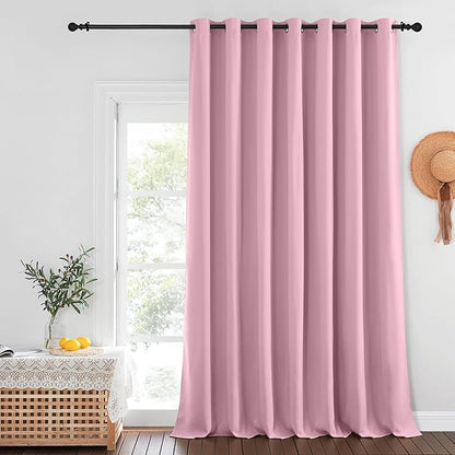 NICETOWN Blackout Patio Curtains 100 x 144 Inches Long for Sliding Door Extral Wide Blackout Curtain Panels Thermal Insulated Room Divider - Grommet Top, 100" W x 144" L, 1 Panel, Rouge Pink