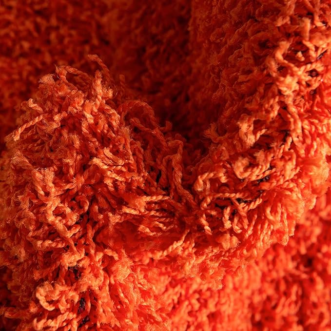 Unique Loom Solid Shag Collection Area Rug (3' 3" x 5' 3" Oval, Tiger Orange)