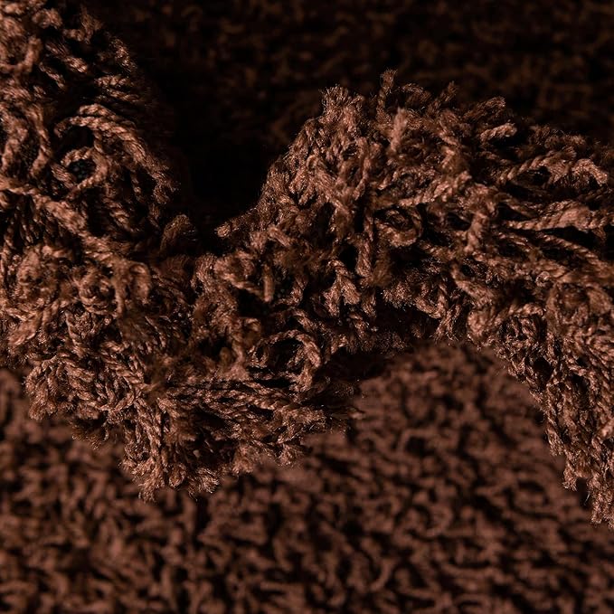 Unique Loom Solid Shag Collection Area Rug (7' 1" Round, Chocolate Brown)