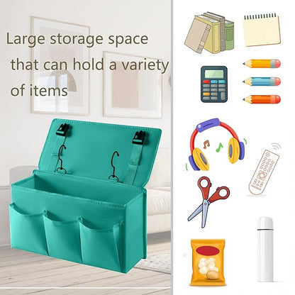 LASAMOLL Bedside Caddy Bedside Storage Organizer,Bed Caddy With Thickened Material Suitable for Homes, Dormitories, Hospitals, Cribs, RVs，Great for Magazines,Books,Remote, Phone (Green)
