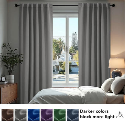 Deconovo Blackout Curtains, Thermal Insulated, W70 x L84 2 Panels, Back Tab, Machine Washable, Room-Darkening Drapes for Bedroom/Living Room Light Grey