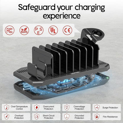 Unitek USB-C Charging Station for Multiple Devices - Multi Type C Charger Dock with 2 X PD 20W & USB-C Port, Device Organizer Fast Charge Docking for iPhone, iPad, Samsung, Tablets and More