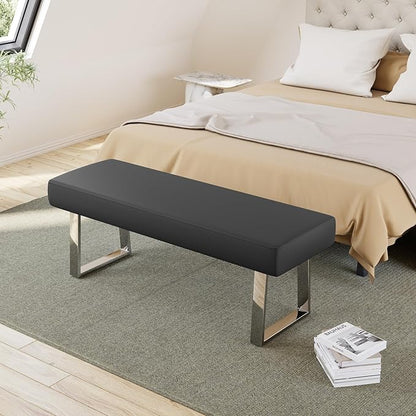 JIEXI Bedroom Bench Bed end upholstered Bench Indoor Corner Small Footstool with Metal Legs, for Kitchen entryway Dining Room and Living Room Window