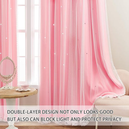 XiDi Curtains for Bedroom Decor Pink52/84/1