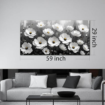 Prepeyssee Black and White Botanical Wall Art floral wall decor for Bedroom Living Room Office Modern Artwork Canvas Prints 29x59 Inch