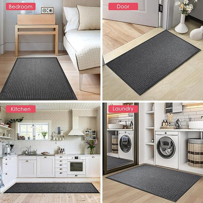 Kuyal Front Door Mat, 3'*5' Door Mat for Inside Outside Entrance,Waterproof Welcome Mats with Non-Slip Backing, Indoor Outdoor Entryway, Commercial Floor Mats, Durable & Easy to Clean, Dark Gray