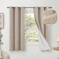 Linen Blackout Curtains for Bedroom Narrow Window, Thermal Insulated Complete Light Blocking Privacy Soundproof Small Curtains for Basement, Each 38 Inch Wide 63 Inch Length 2 Panels, Beige