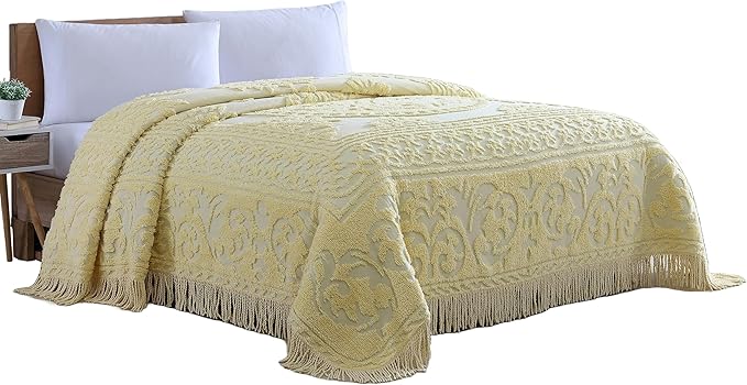 Beatrice Home Fashions Medallion Chenille Bedspread, Twin, Yellow