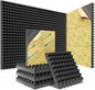 Sonicism Sound Proof Foam Panels for Walls Upgrade Self-Adhesive 12 Pack Pyramid 3"X12"X12" Acoustic Panels 35kg/m³High Density,Soundproof Wall Panels Fast Expand,Sound Absorption and Decoration,Black