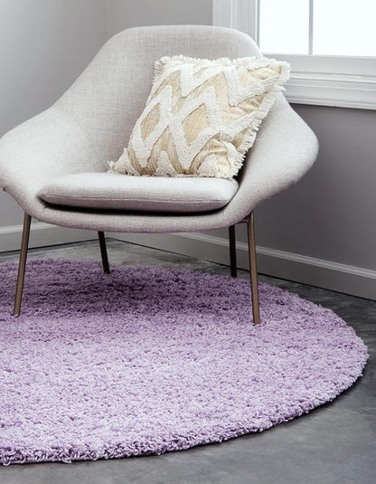 Unique Loom Solid Shag Collection Area Rug (3' 3" Round, Lilac)