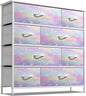 Sorbus Dresser with 8 Drawers - Furniture Storage Chest for Kid’s, Teens, Bedroom, Nursery, Playroom, Clothes, Toys - Steel Frame, Wood Top, Fabric Bins (Tie-dye)
